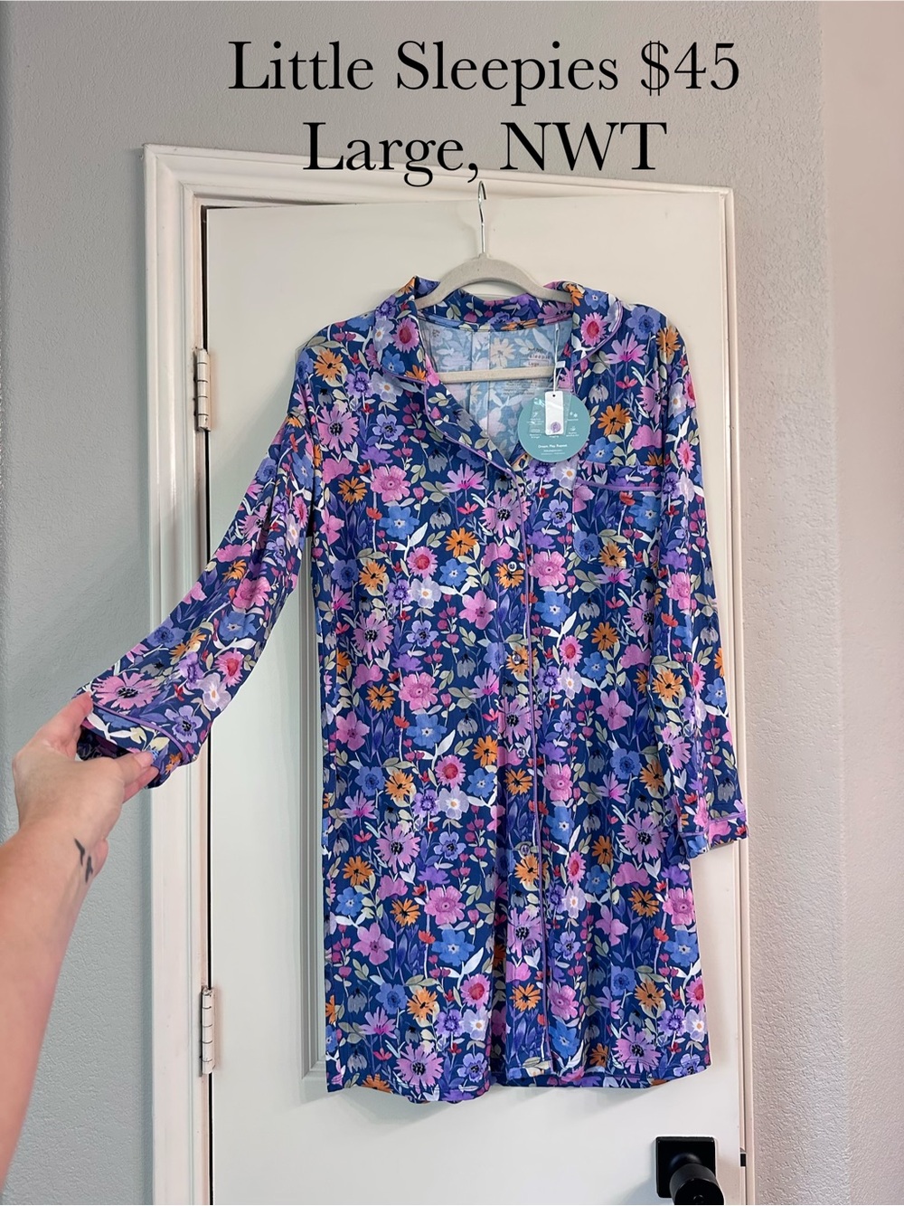 Little Sleepies Blue Floral Long-Sleeve Nightshirt